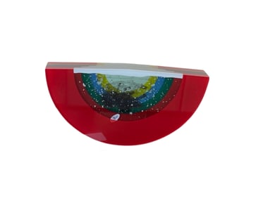 Bohumil Elias, Senior, Original Layered and Painted Glass Sculptural Wedge