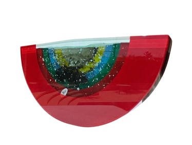 Bohumil Elias, Senior, Original Layered and Painted Glass Sculptural Wedge