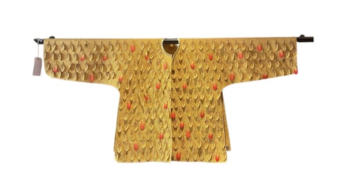 Jon Eric Riis, Armor Coast With Red Accents, Original Hand-woven Metallic Thread Textile Jacket