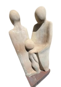 Turner, The Prodigal Son, 1985, Signed, Original Concrete Figural Grouping on Corten Steel Base