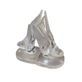 Lalique, France, Signed, Crystal Bookend Pair
