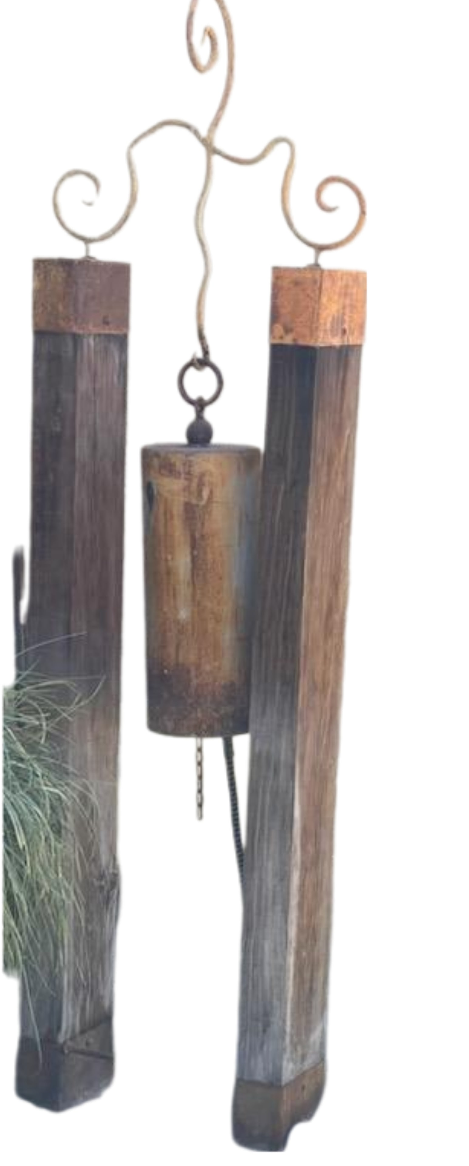 Meditation Gong with Stiles and Strap-Work: Description: Vertical stiles and strap-work Dimensions: 78.25" H x 22.25" W x