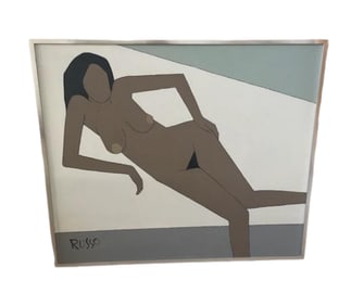 Michele Russo, Reclining Nude (Hand on Hip), Oil on Canvas
