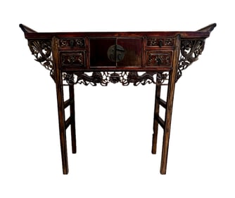 Chinese Carved Altar Table, Carved Hardwood