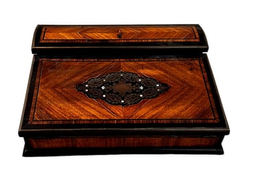 Victorian Style Portable Desk, Varnished Hardwood Inlay
