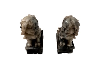 Carved Soapstone Foo Dogs, Chinese Figurines