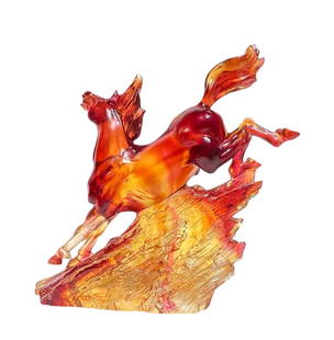 Liuli Gongfang, Glass Horse: Maker: Liuli Gongfang Description: Glass horse with original packing and shipping materials Dimensions: 9.84" L x 3.07" W x 9.84" H Ships From: Rancho Mirage, CA