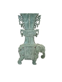 Jade Stone Elephant with Vessel