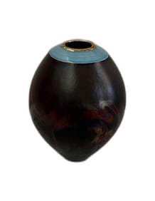 Turquoise Vase with Gold Accents