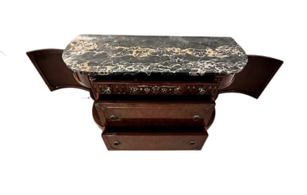 Vintage French Style Marble Top Buffet Cabinet
