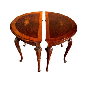 Ornate Victorian Side Tables Set with Matched Burl Veneer