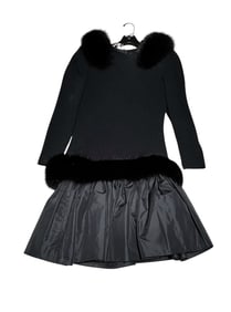 Raul Blanco Black Evenings, dress with fur size 6 38” L