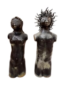 Paul Bellardo Sculptures of Woman and Man, Signed
