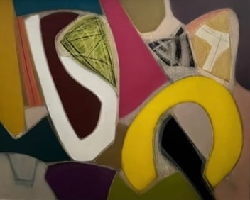 Richard Hogan, Baby Jeri, Abstract Oil, Wax & Charcoal Painting, Signed