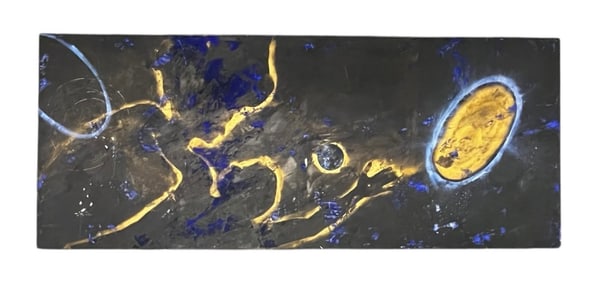 Lita Albuquerque - Gold & Blue on Black - Pigment on Canvas - 1987