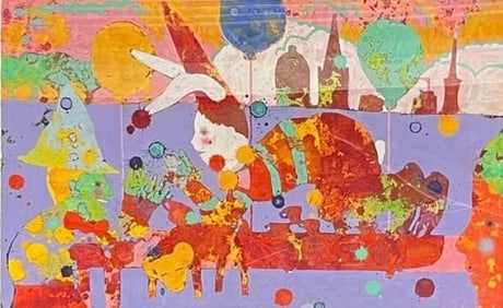 Deloss McGraw - Mad Hatter's Tea Party Theme - Gouache on Paper