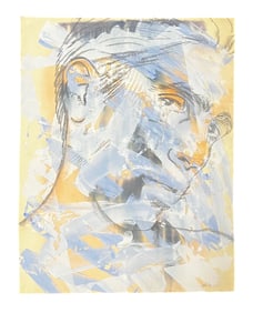 John Fox - Portrait / Sketch in Muted Neutrals - Mix Media on Paper - 1980