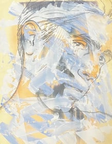 John Fox - Portrait / Sketch in Muted Neutrals - Mix Media on Paper - 1980