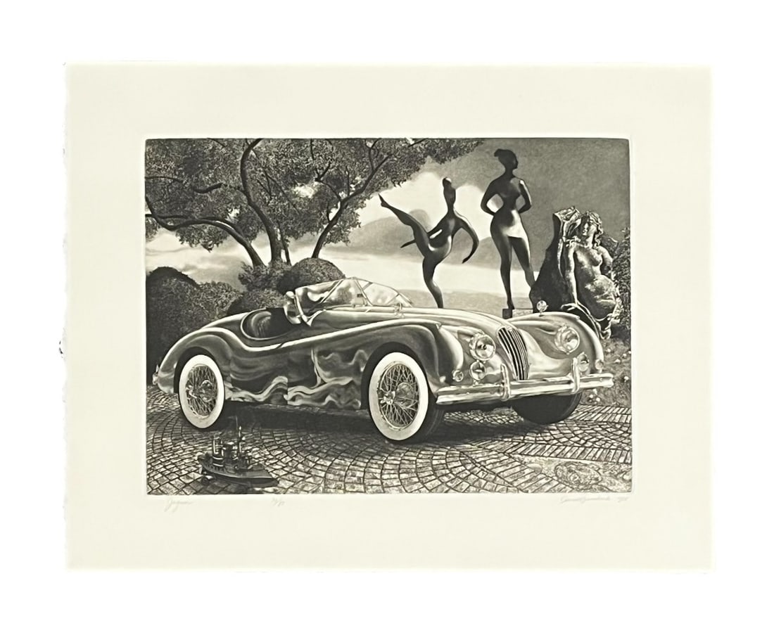 David Bumbeck - Jaguar - Etching - 1988: Etching by David Bumbeck, 1988, edition 30/80. Artwork 12 x 16 inches, overall 17 x 21 inches. Ships from Rancho Mirage, CA.