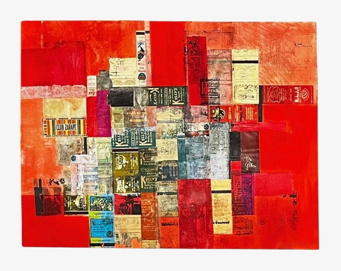 Shirley Kalish - Red Themed Collage - Mixed Media on Paper - 1985 (1 of 4)