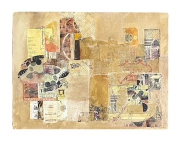 Shirley Kalish - Earth Toned Collage - Mixed Media on Paper - 1981