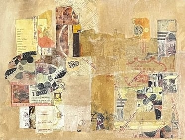 Shirley Kalish - Earth Toned Collage - Mixed Media on Paper - 1981