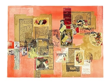 Shirley Kalish - Victorian / Peach Themed Collage - Mixed Media on Paper - 1981