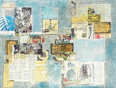 Shirley Kalish - Travel / Blue Themed Collage - Mixed Media on Paper - 1982