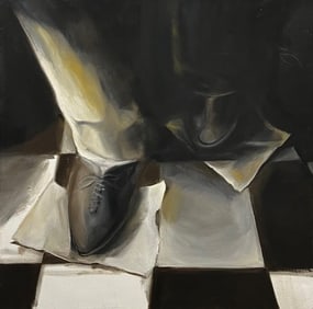 Kharlene Baxenbaum- Two Men Walking - Oil on Canvas