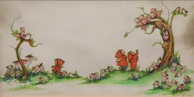 Phylis Miller - Whimsical Forest Scene - Watercolor & Ink - Circa 1974
