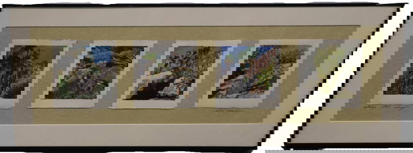 Carrie Waldman - Borrego Palms Canyon - Watercolor Painting: Artist: Carrie Waldman Title: Borrego Palms Canyon Year: 1992 Medium: Watercolor on paper Dimensions: 9 x 25 x 1 in Description: Beautifully rendered watercolor by Carrie Waldman, Borrego Palms