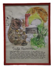 Recipe for Stuffed Mushrooms - Watercolor Painting