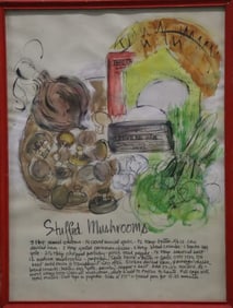Recipe for Stuffed Mushrooms - Watercolor Painting