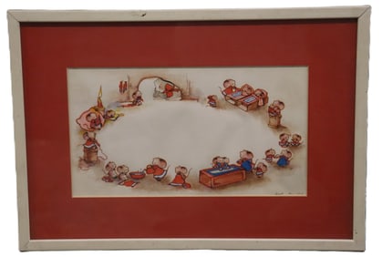 Whimsical Scene of Mice -Watercolor - Circa 1974