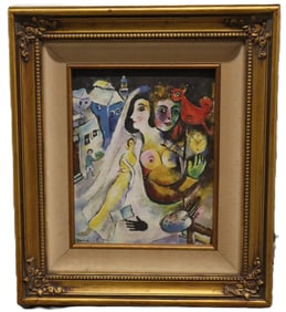 David - The Black Glove in Style of Chagall - Enamel on Copper