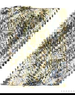 C.K. Art, Marked AP5 Chavity, Signed, Titled & Dated 1987 on Verso: C.K. Art, Marked AP5 Chavity, Signed, Titled & Dated 1987 on Verso Artist: C.K. Art Title: Chavity Description: Bold abstract mixed-media work featuring dimensional textures and symbolic script