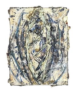 C.K. Art, Faith, Marked AP3, Signed, Titled & Dated 1987 on Verso: C.K. Art, Faith, Marked AP3, Signed, Titled & Dated 1987 on Verso Artist: C.K. Art Title: Faith Description: The piece features abstract, gestural forms layered with tactile material and