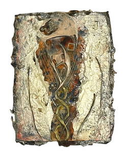 C.K. Art, Helix, Marked AP15, Signed, Titled & Dated 1986 on Verso: C.K. Art, Helix, Marked AP15, Signed, Titled & Dated 1986 on Verso Artist: C.K. Art Title: Helix Description: A sculptural mixed media work featuring a dynamic helix motif in metallic textures