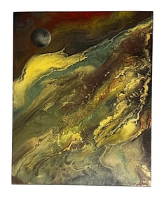 Abstract Painting, Earth Elements Theme, Signed