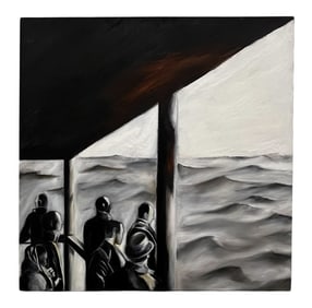 Kharlene Boxenbaum, Waiting for the Ferry, Oil on Canvas, Signed and Dated '86