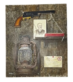 Sheldon Van Etten, Letter from My Great Granddad, Oil on Board, Signed
