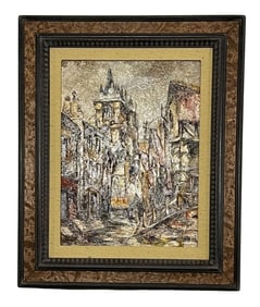 Andre Raymond Besse, Village, Oil on Canvas, Signed and Dated '73 on Verso