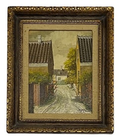 Peter Darvig Hansen, Street Scene, Oil on Canvas, Signed