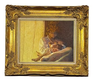 Mother Nursing Child, Oil on Linen, Signed and Dated '81