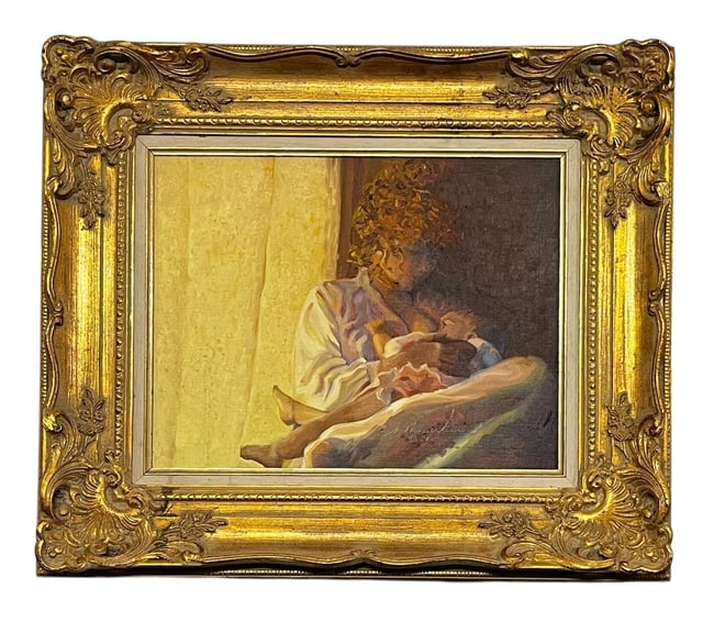 Mother Nursing Child, Oil on Linen, Signed and Dated '81 (1 of 5)