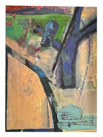 Martin Facey, Figure, Tree, and City / Profit and Loss, Oil on Canvas, Signed and Dated '87