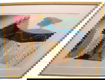 Tony Haller, Mixed Media on Paper, Signed: Tony Haller, Mixed Media on Paper, Signed Artist: Tony Haller Medium: Mixed Media on Paper Description: A dynamic and colorful abstract work composed of layered cutouts, textures, and painted forms. T