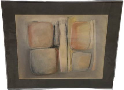 Eleanor Berman Lazarof, Canto, Pastel on Paper, Signed: Eleanor Berman Lazarof, Canto, Pastel on Paper, Signed Artist: Eleanor Berman Lazarof Title: Canto Medium: Pastel on paper Description: Abstract composition with softly rendered geometric forms