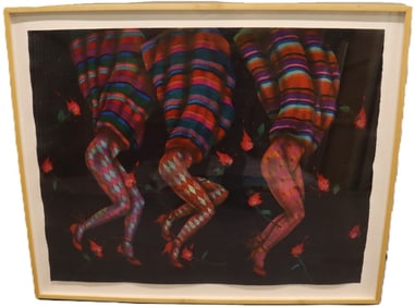 Dan Allison, Three Figures with Striped Garments and Roses
