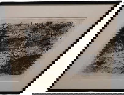 Judith Palmer, Proving Ground II, Titled, Signed, Numbered 1/30 & Dated 1990: Judith Palmer, Proving Ground II, Titled, Signed, Numbered 1/30 & Dated 1990 Artist: Judith Palmer Title: Proving Ground II Description: Abstract composition with handwritten text layered across a mon